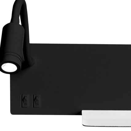 LED nástenné svietidlo SHELF LED/4W+LED/5W+LED/2W/230V čierna