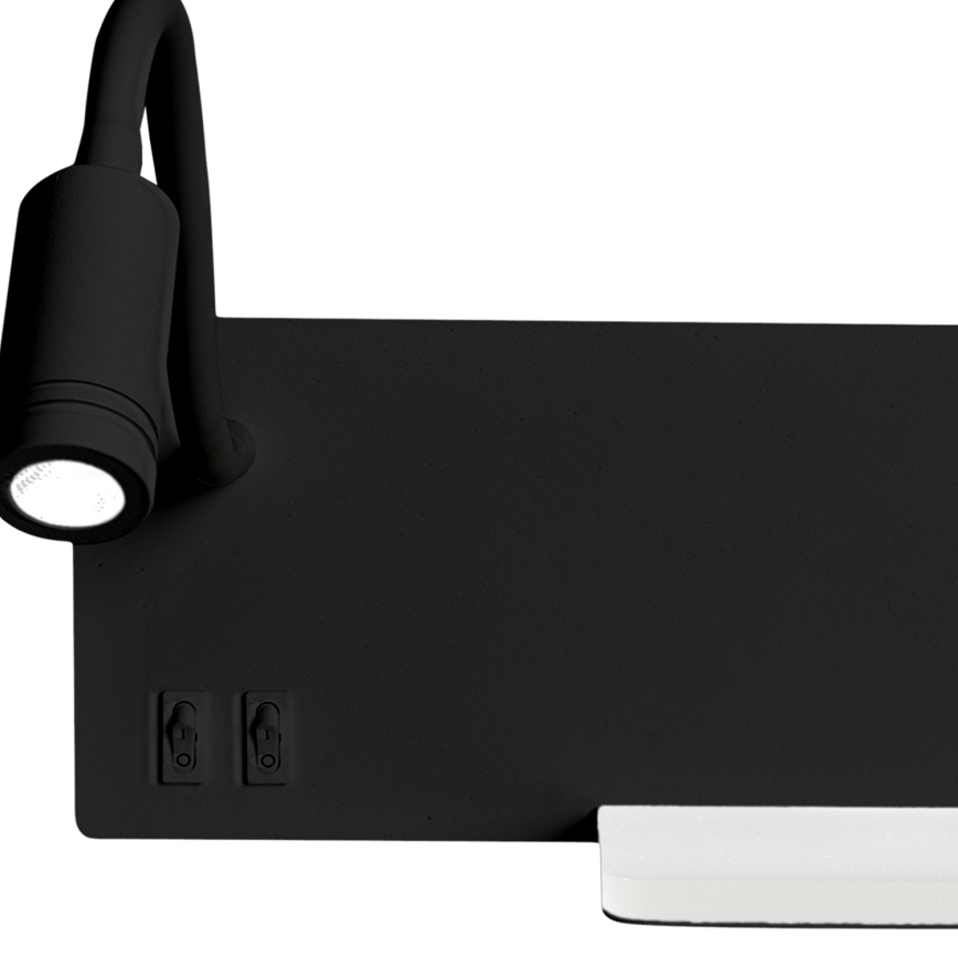 LED nástenné svietidlo SHELF LED/4W+LED/5W+LED/2W/230V čierna
