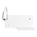 LED nástenné svietidlo SHELF LED/4W+LED/5W+LED/2W/230V + USB port biele