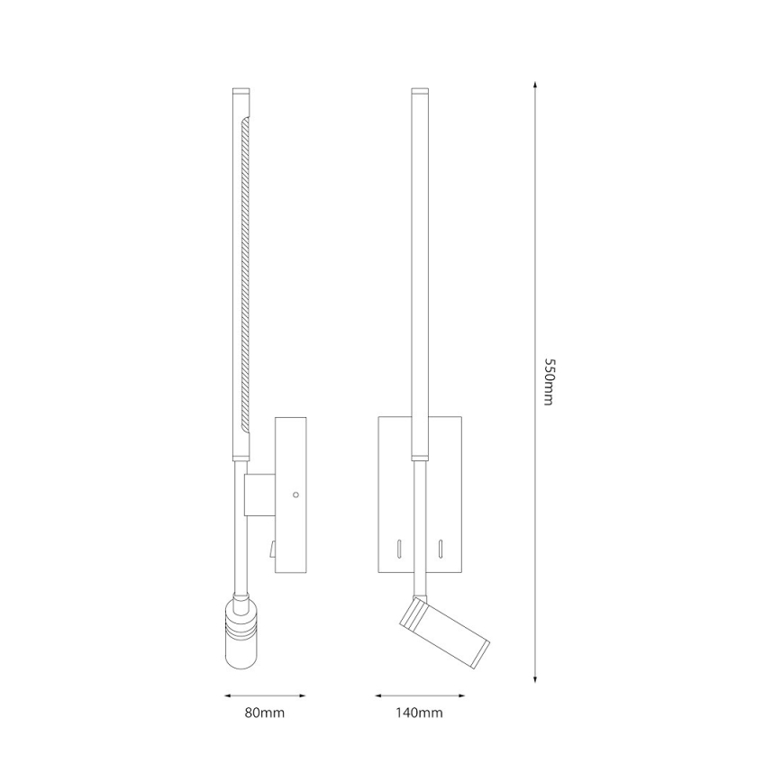 LED nástenné svietidlo TORCH LED/6W/230V + LED/3W biele