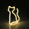 LED Neónová nástenná dekorácia CAT LED/3W/3xAA USB žltá