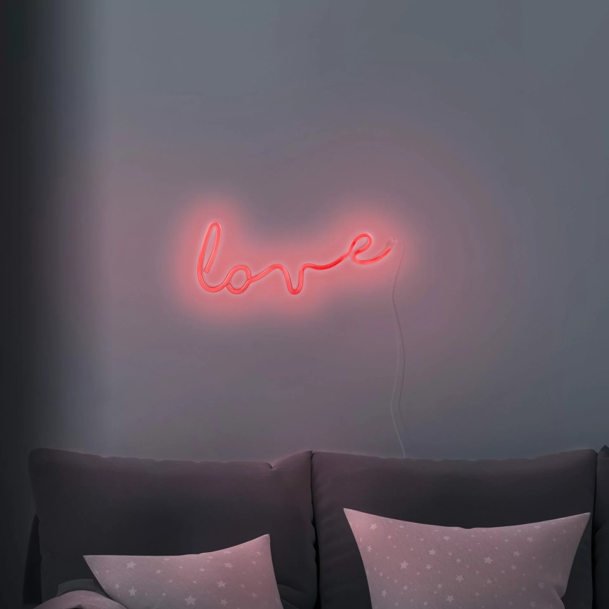 LED Neónová nástenná dekorácia LOVE LED/3W/3xAA USB červená