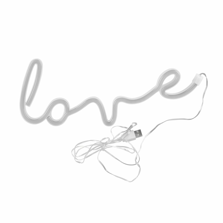 LED Neónová nástenná dekorácia LOVE LED/3W/3xAA USB červená