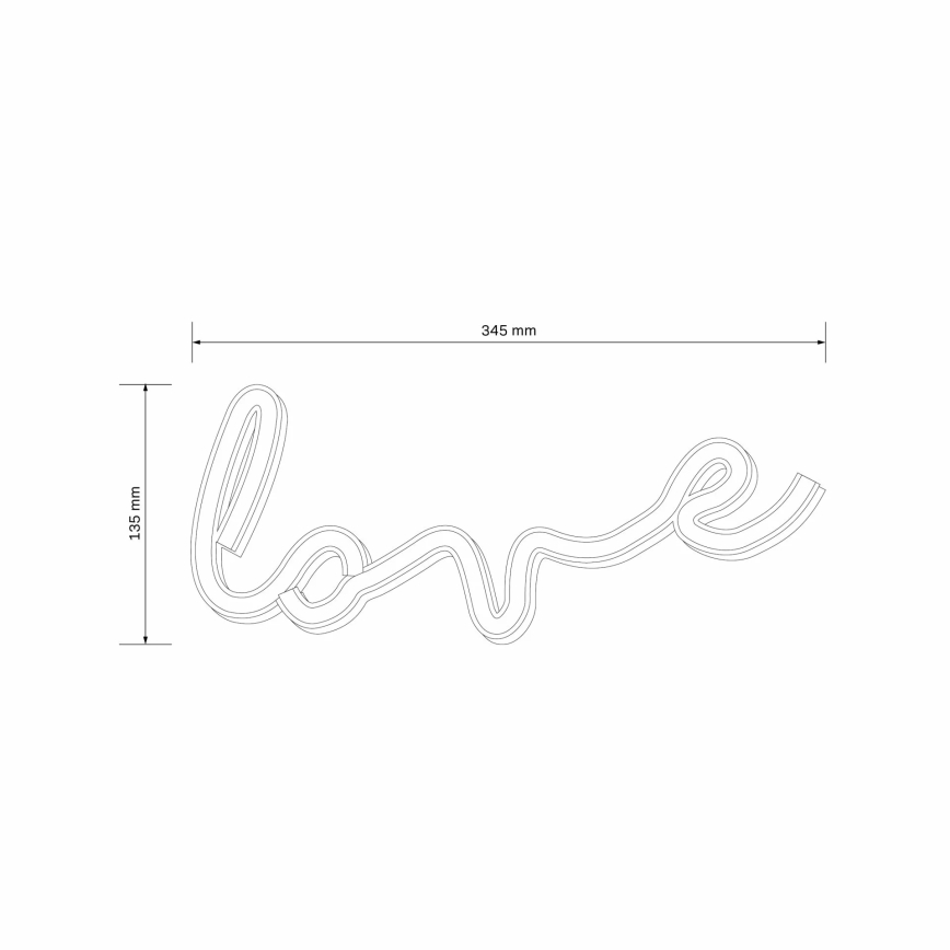 LED Neónová nástenná dekorácia LOVE LED/3W/3xAA USB červená