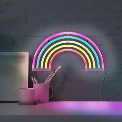 LED Neónová nástenná dekorácia RAINBOW LED/3W/3xAA USB multicolor