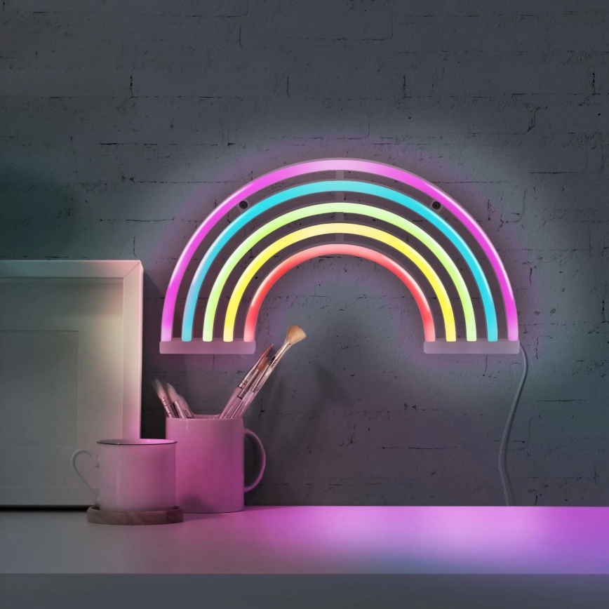 LED Neónová nástenná dekorácia RAINBOW LED/3W/3xAA USB multicolor