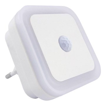 LED Nočné svetlo s pohybovým a súmrakovým senzorom LED/0,5W/230V biela