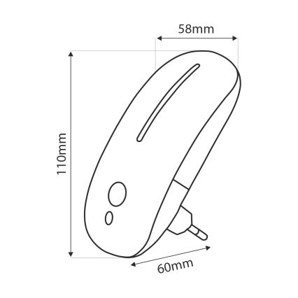 LED Nočné svetlo so senzorom LED/1W/230V biela