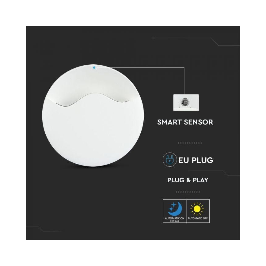 LED Nočne svetlo so senzorom SAMSUNG CHIP LED/0,5W/230V 60mm 4000K okrúhly