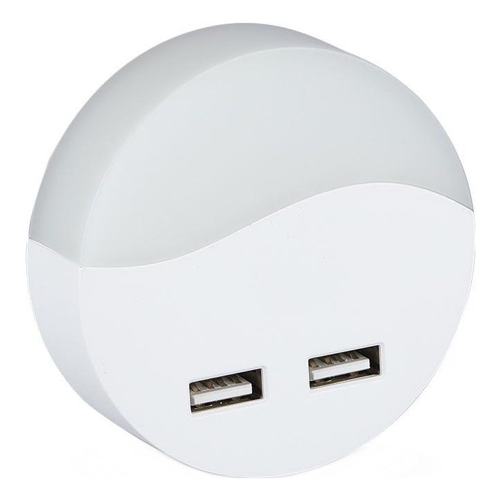 LED Nočné svetlo so senzorom súmraku do zásuvky 2xUSB LED/0,45W/230V 3000K
