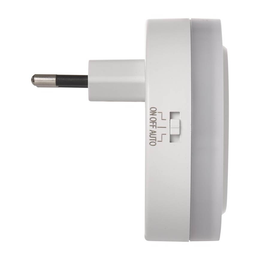 LED Nočné svietidlo do zásuvky s fotosenzorom+2xUSB 3xLED/0,3W/230V