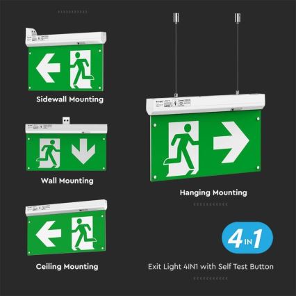 LED Núdzové svietidlo EMERGENCY EXIT LED/2,5W/230V 4v1 6000K