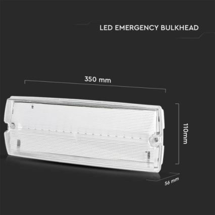 LED Núdzové svietidlo EMERGENCY EXIT LED/3W/230V 6400K IP65