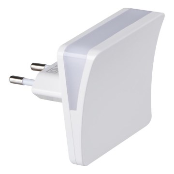 LED orientačné svietidlo do zásuvky so senzorom súmraku HOFI LED/0,28W/230V biela