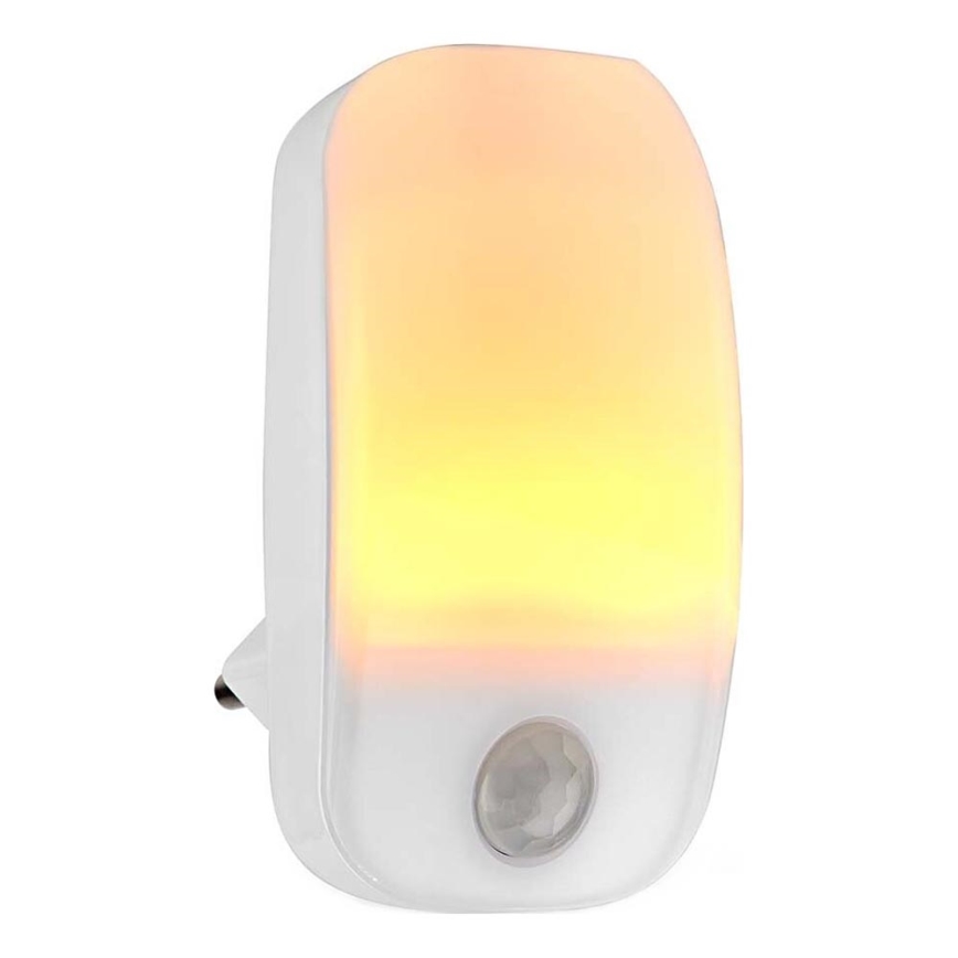 LED Orientačné svietidlo so senzorom pohybu a súmraku do zásuvky LED/0,55W/230V biela