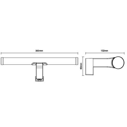 LED osvetlenie zrkadla do kúpeľne LED/8W/230V 30 cm IP44 čierne