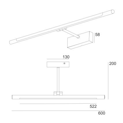 LED osvetlenie zrkadla do kúpeľne MIRROR LED/8W/230V 4000K IP44 60 cm čierna