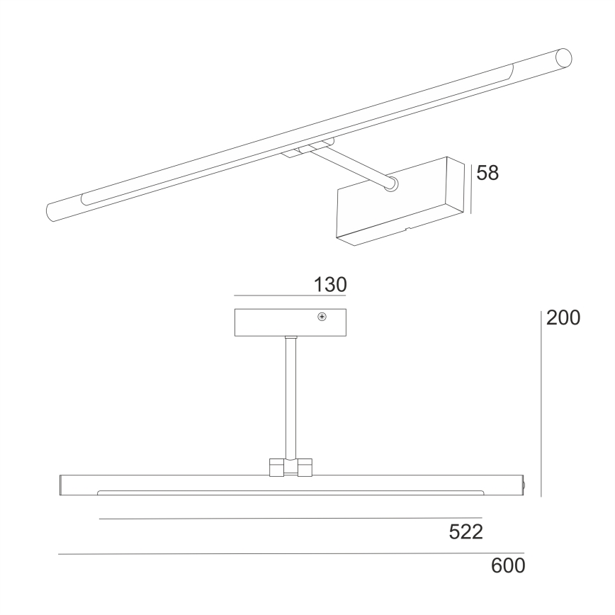 LED osvetlenie zrkadla do kúpeľne MIRROR LED/8W/230V 4000K IP44 60 cm čierna
