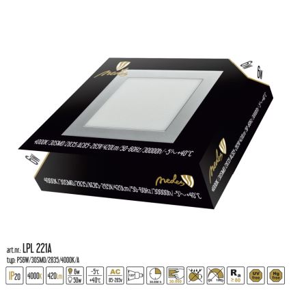 Nedes LPL221A - LED panel podhľadový LED/6W
