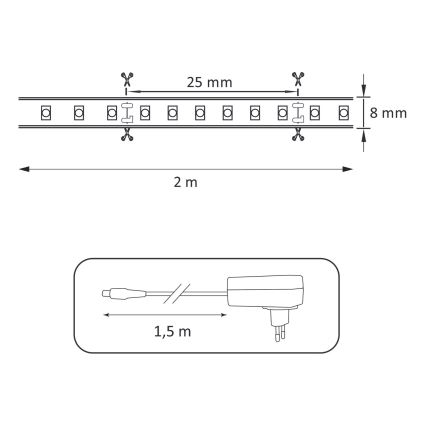 LED pásik 2m LED/18W/12V IP65 4000K