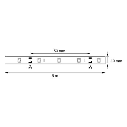 LED Pásik 5m 28W/12V IP20 6500K