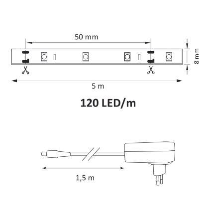 LED pásik 5m LED/36W/12V 4000K