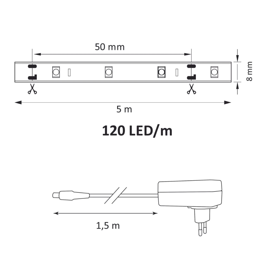 LED pásik 5m LED/36W/12V 4000K