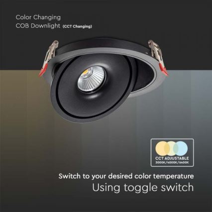 LED Podhľadové bodové svietidlo LED/28W/230V 3000/4000/6400K pr. 20 cm čierna