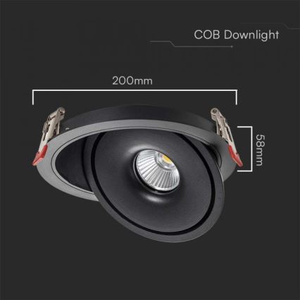 LED Podhľadové bodové svietidlo LED/28W/230V 3000/4000/6400K pr. 20 cm čierna