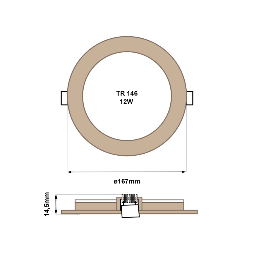 LED Podhľadové svietidlo CIRCLE LED/12W/230V 4200K pr. 16,7 cm hnedá