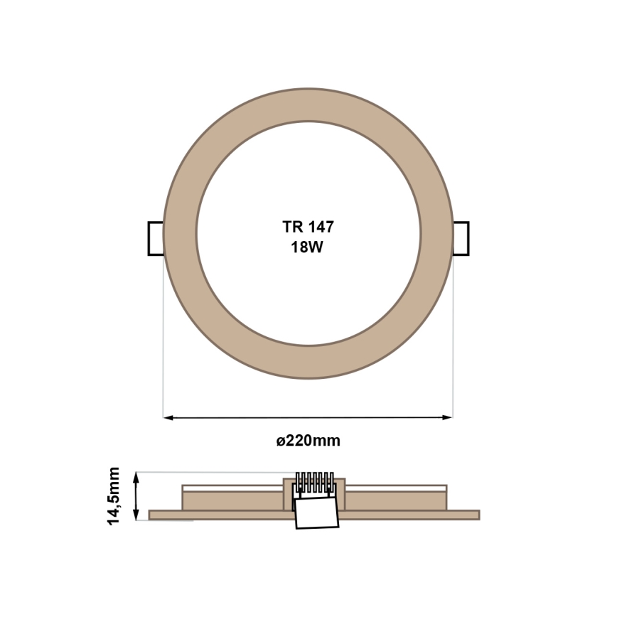 LED Podhľadové svietidlo CIRCLE LED/18W/230V 4200K pr. 22 cm hnedá