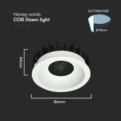 LED Podhľadové svietidlo LED/12W/230V 3000/4000/6400K ø 8,6 cm biela