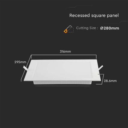 LED Podhľadové svietidlo LED/24W/230V 29,5x29,5 cm 3000K biela