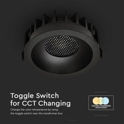 LED Podhľadové svietidlo LED/24W/230V 3000/4000/6400K ø 13,5 cm čierna