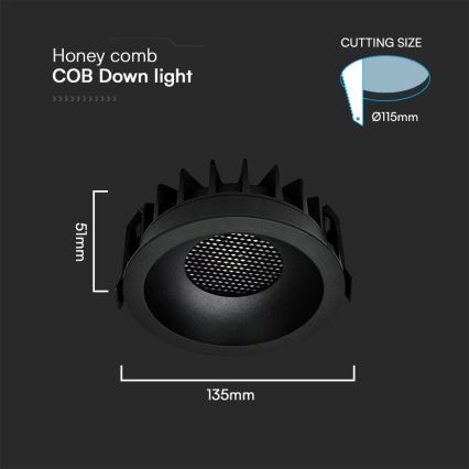 LED Podhľadové svietidlo LED/24W/230V 3000/4000/6400K ø 13,5 cm čierna