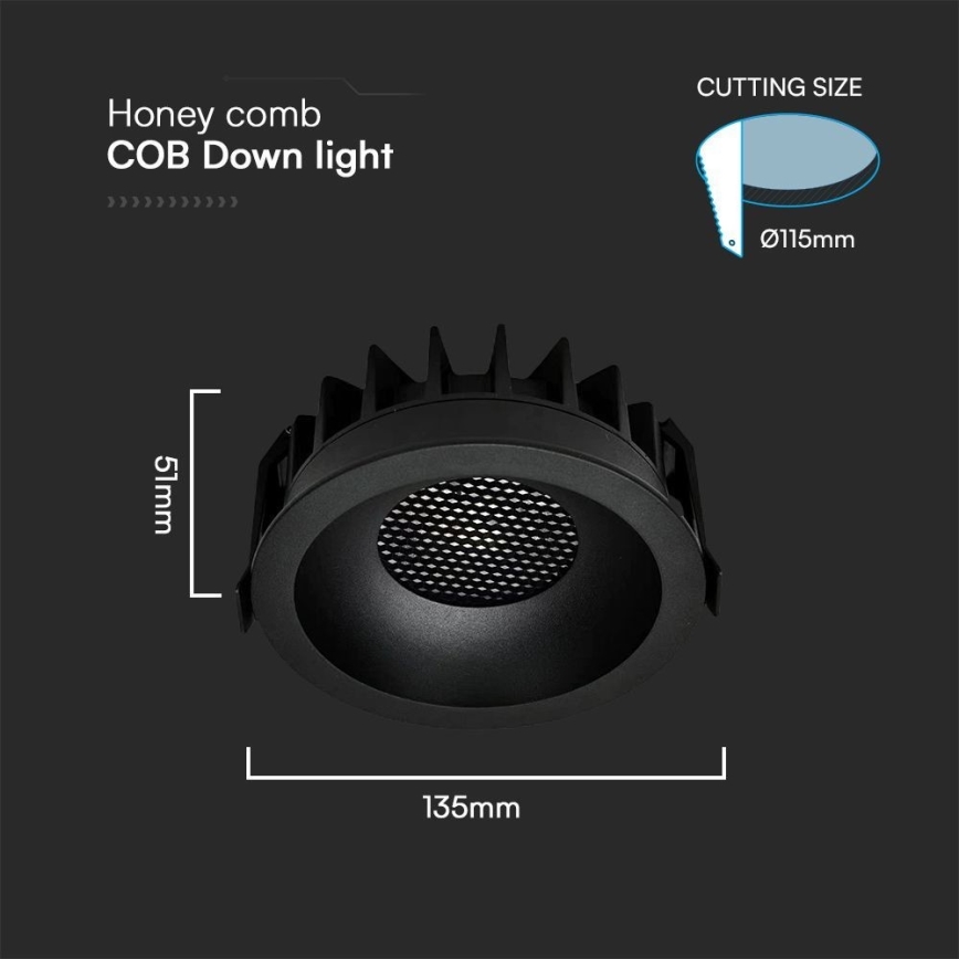 LED Podhľadové svietidlo LED/24W/230V 3000/4000/6400K ø 13,5 cm čierna