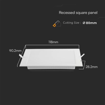 LED Podhľadové svietidlo LED/3W/230V 9x9 cm 3000K biela