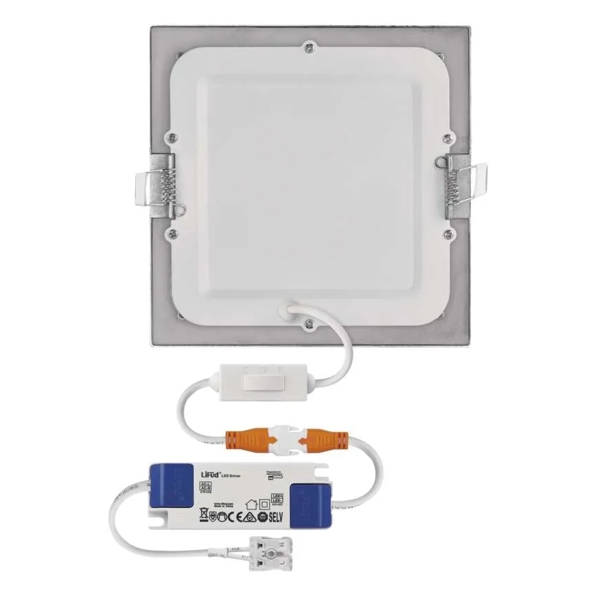 LED Podhľadové svietidlo NEXXO LED/12,5W/230V 3000/3500/4000K strieborné 17x17 cm