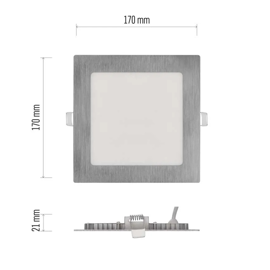 LED Podhľadové svietidlo NEXXO LED/12,5W/230V 3000/3500/4000K strieborné 17x17 cm