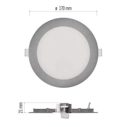 LED podhľadové svietidlo NEXXO LED/12,5W/230V 3000/3500/4000K strieborné pr. 17 cm