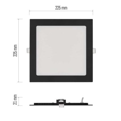 LED podhľadové svietidlo NEXXO LED/18W/230V 3000/3500/4000K čierne 22,5 x 22,5 cm