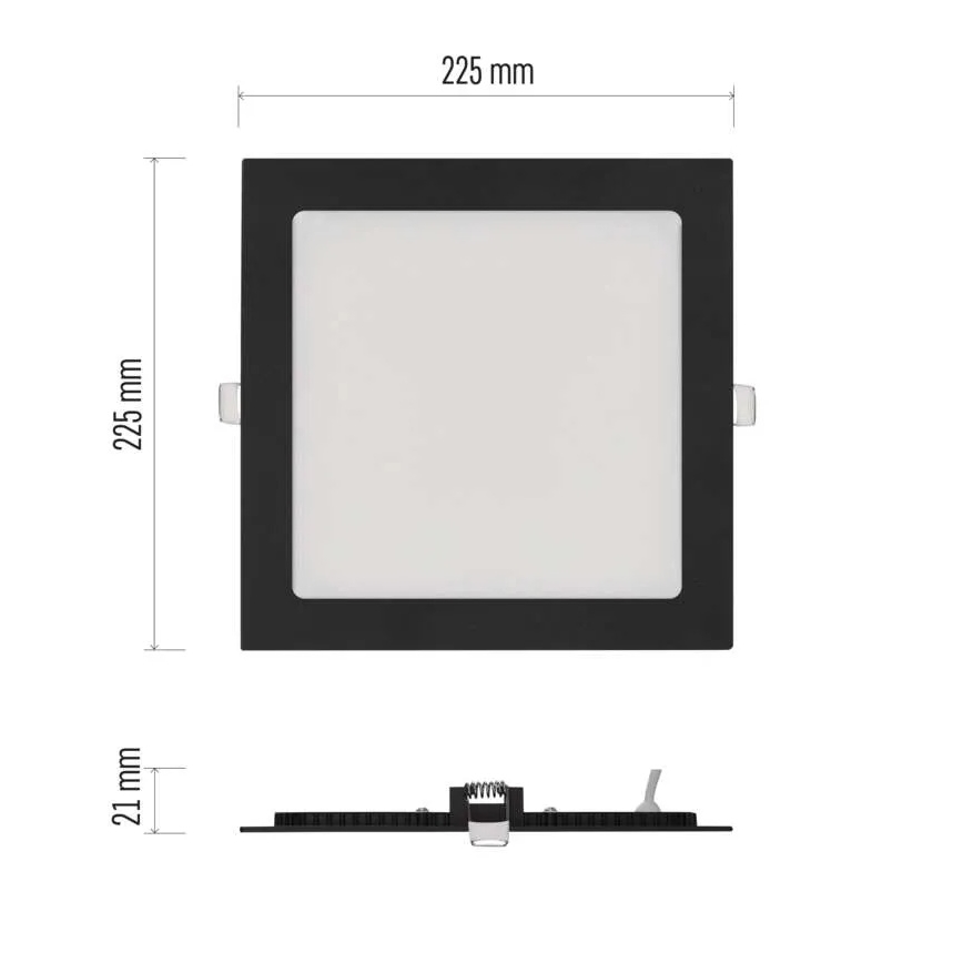 LED podhľadové svietidlo NEXXO LED/18W/230V 3000/3500/4000K čierne 22,5 x 22,5 cm
