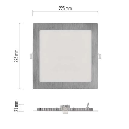 LED podhľadové svietidlo NEXXO LED/18W/230V 3000/3500/4000K strieborné 22,5x22,5 cm