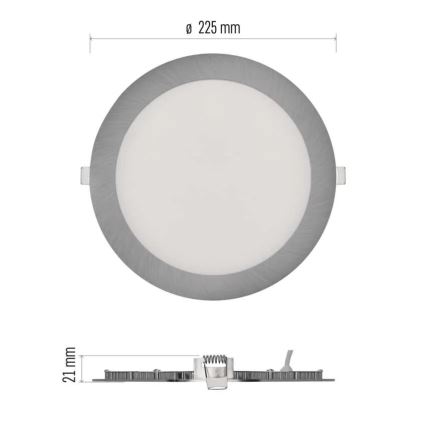 LED podhľadové svietidlo NEXXO LED/18W/230V 3000/3500/4000K strieborné pr. 22,5 cm