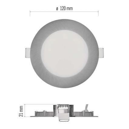 LED podhľadové svietidlo NEXXO LED/7W/230V 3000/3500/4000K strieborné pr. 12 cm