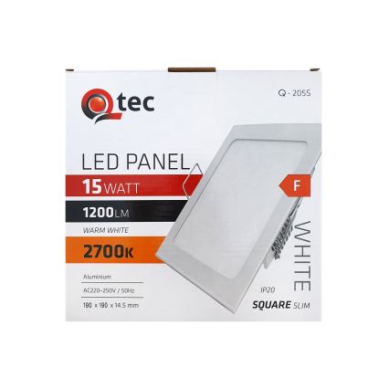 LED Podhľadové svietidlo QTEC LED/15W/230V 2700K 19x19 cm