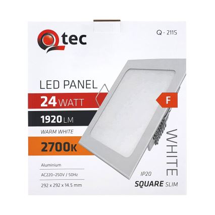 LED Podhľadové svietidlo QTEC LED/24W/230V 2700K 29,2x29,2 cm