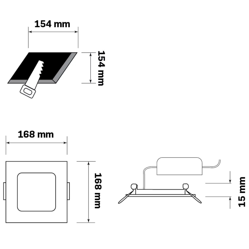 LED Podhľadové svietidlo RIGEL LED/10W/230V 4000K 16,8x16,8 cm čierna