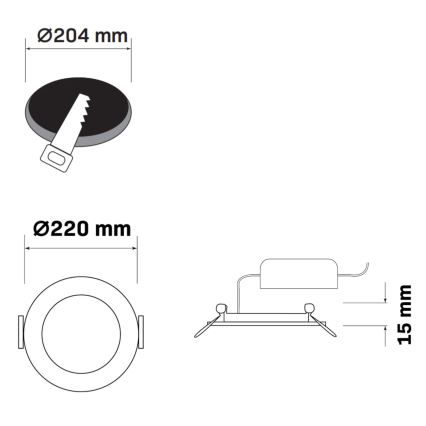 LED Podhľadové svietidlo RIGEL LED/14W/230V 4000K pr. 22 cm čierna
