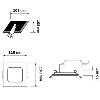LED Podhľadové svietidlo RIGEL LED/4,8W/230V 4000K 11,8x11,8 cm čierna